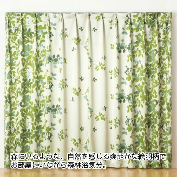 楽天市場】ドレープ カーテン エバリーフ 2枚組 100×200cm