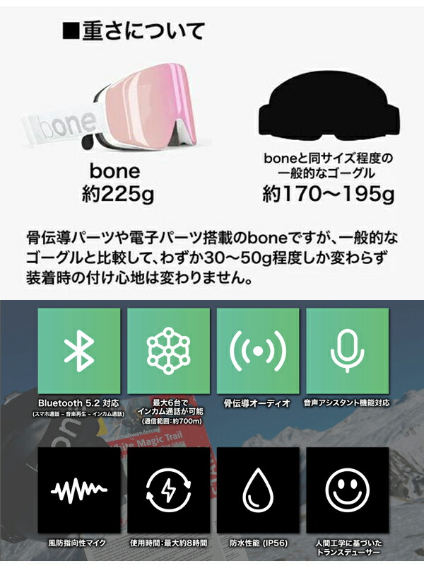 楽天市場】送料無料 スノーゴーグル bone ビーワン 骨伝導 イヤホン