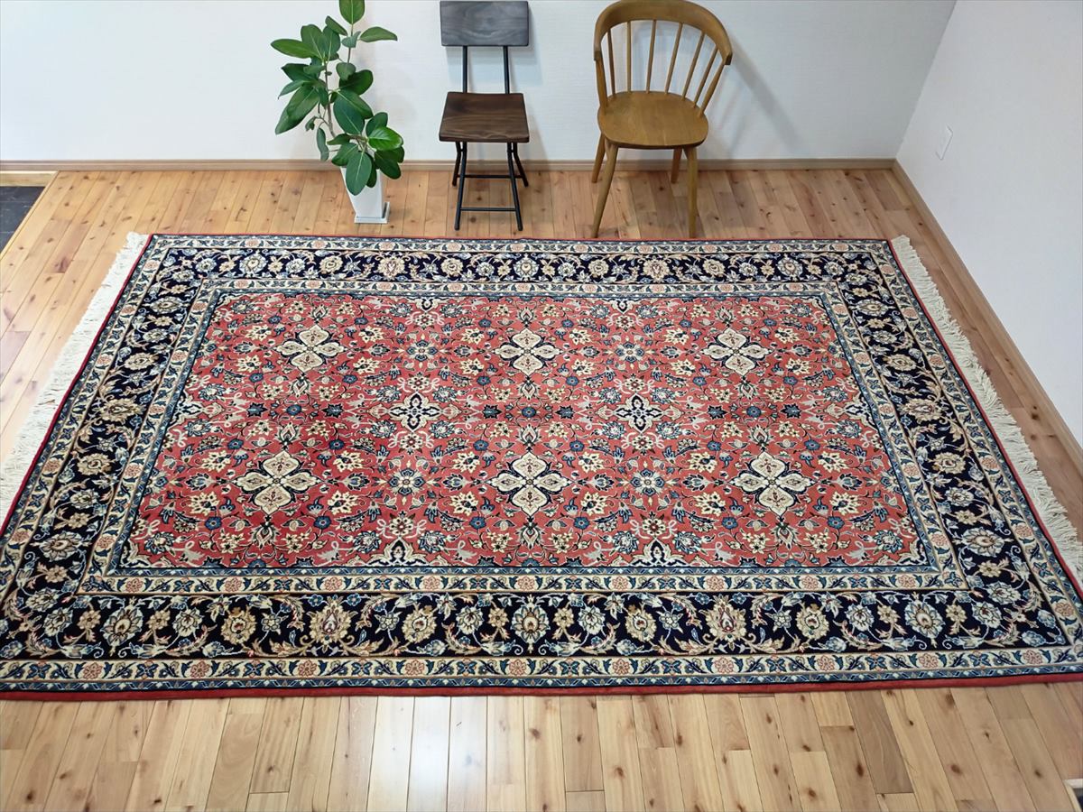 楽天市場】ペルシャ絨毯 【本物イラン産】 カシャーン産 オレンジ 幾何