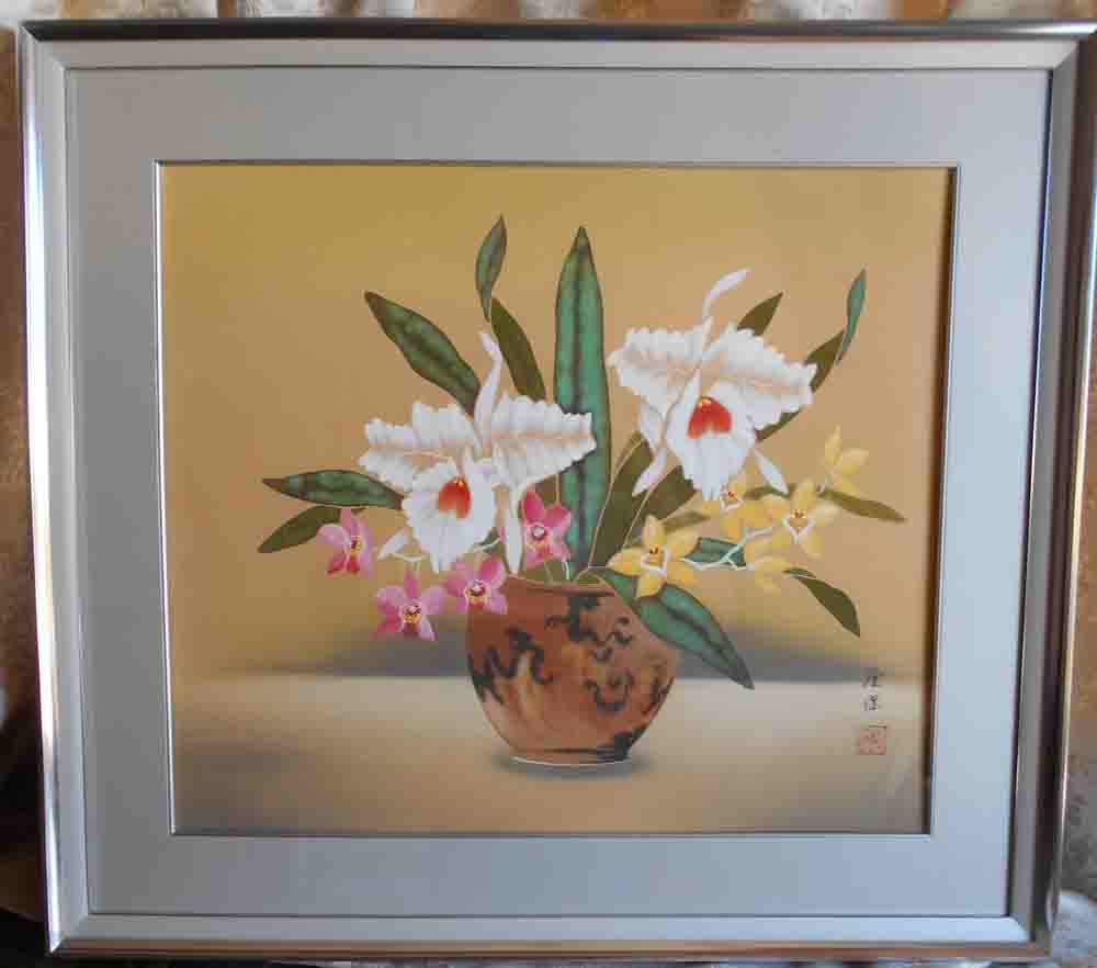 楽天市場】絵画 舟越隆保 日展入選作家 花瓶カトレア F10 日本画 全国