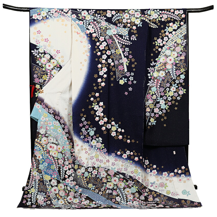 楽天市場】振袖 販売 フルセット 辻が花 桐屋 桐屋翠山工房 青 白 正絹