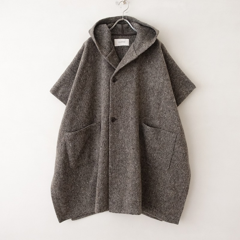nest Robe ブランケットウール 平面デザイン ポンチョ ブラウン