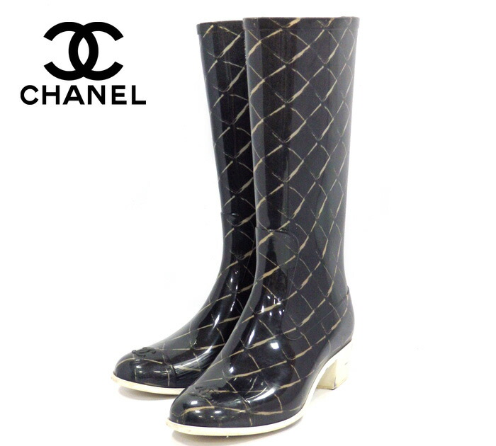 楽天市場】【CHANEL】シャネル マトラッセ レインブーツ ブラック 黒