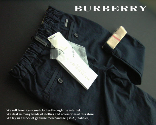 楽天市場】4810新品☆バーバリー BURBERRY☆裾チェックパンツ☆紺☆2Y