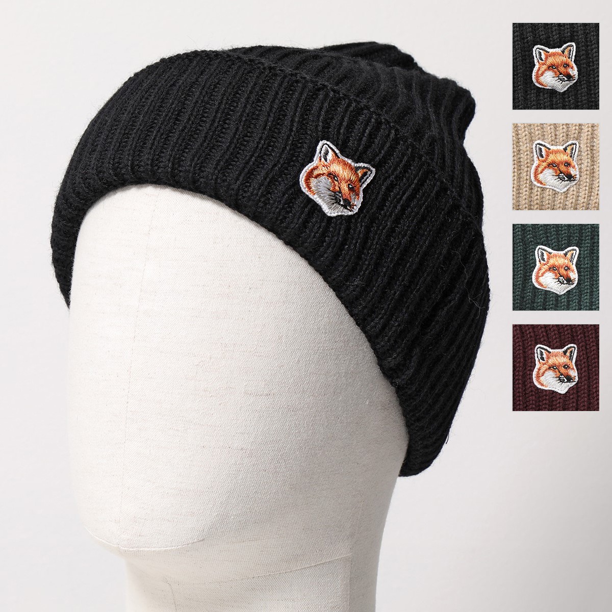 楽天市場】MAISON KITSUNE メゾンキツネ ニット帽 FOX HEAD PATCH