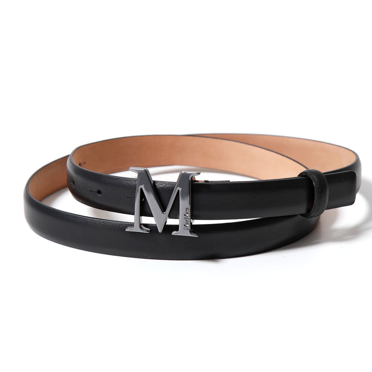 Max Mara ブラウン Mロゴバックル ベルト 保存袋付き Max Mara