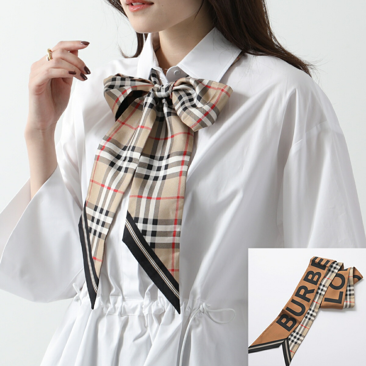 楽天市場】BURBERRY バーバリー スキニースカーフ 180×8 レディース