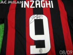 新品 ACミラン INZAGHI ACミラン INZAGHI 9番 サイン入りシャツ 長袖