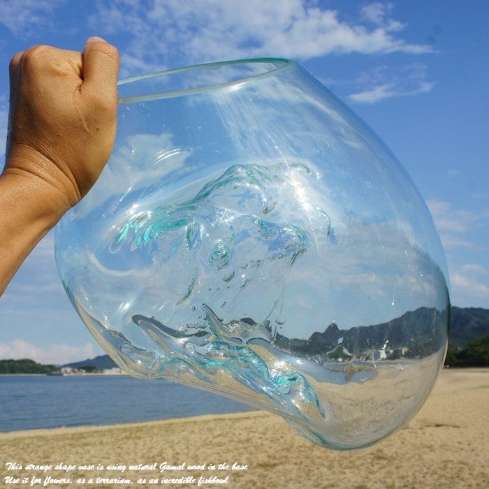 超超特大流木ガラスオブジェWB 花瓶 金魚鉢 水槽 苔リウム メダカ容器