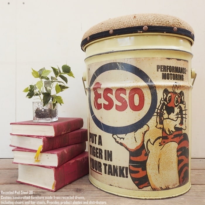 楽天市場】[ポイント2倍]ペール缶スツール クッション付 esso [エッソ