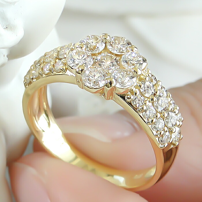 楽天市場】K18YG【1.00ct】ダイヤモンド フラワー リング【送料無料