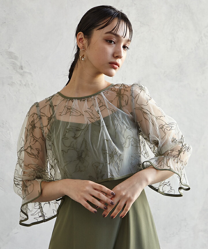 楽天市場】【WEB＆一部店舗限定商品】2way線描フラワー刺繍ボレロ