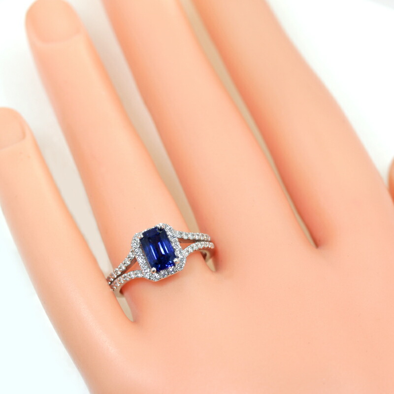 楽天市場】ブルーサファイア 1.55ct ダイヤモンド リング 13号 PT900