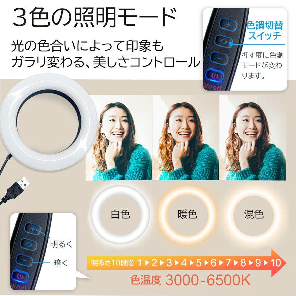 楽天市場】LEDリングライト LEDリング 4.5インチ 6インチ 360度回転