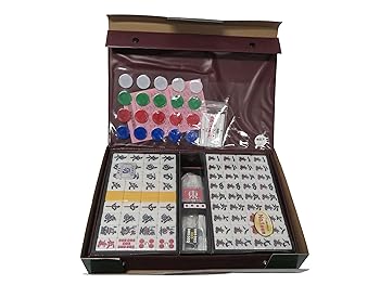 中古】見やすい2L大型高級麻雀牌マージャンパイ【蘭 】ケース付き