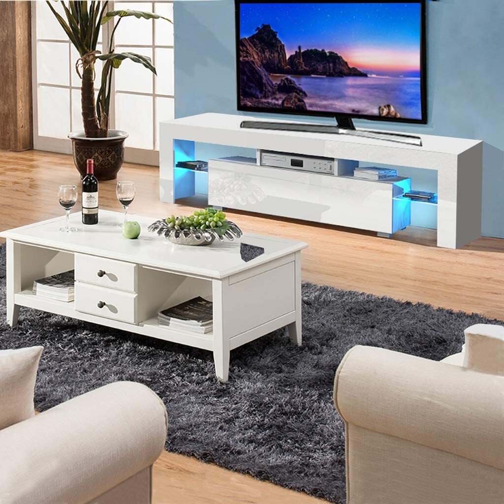 楽天市場】テレビ台 幅130cm ローボード LEDライト付き 鏡面 テレビ