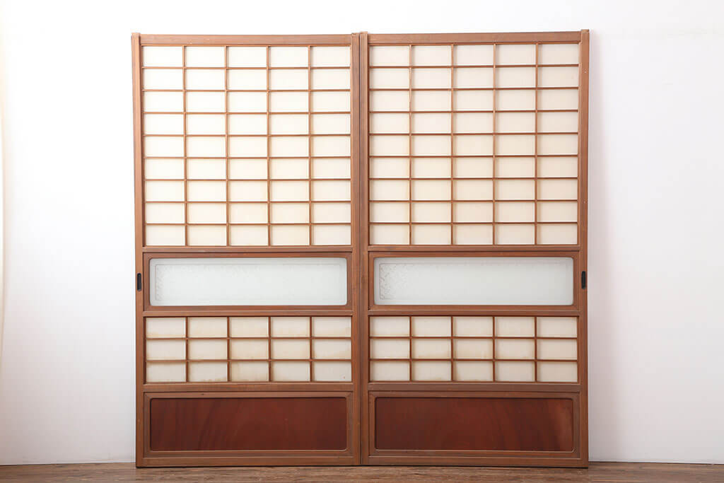 楽天市場】▽現状販売▽ アンティーク建具 横額入り障子戸2枚セット