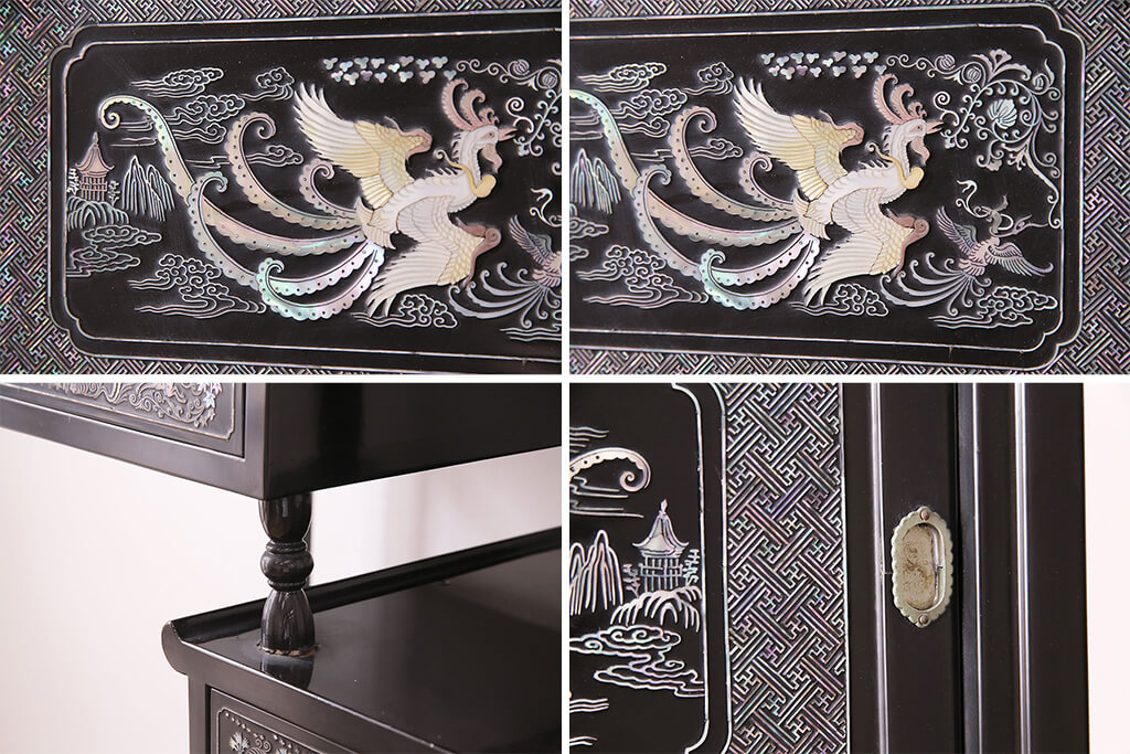 楽天市場】【中古】 ☆事前問合せ必須☆ 飾り棚 螺鈿 黒漆 漆塗り 高級