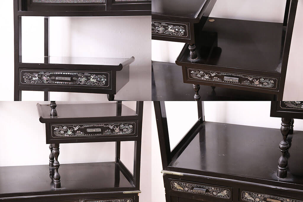 楽天市場】【中古】 ☆事前問合せ必須☆ 飾り棚 螺鈿 黒漆 漆塗り 高級