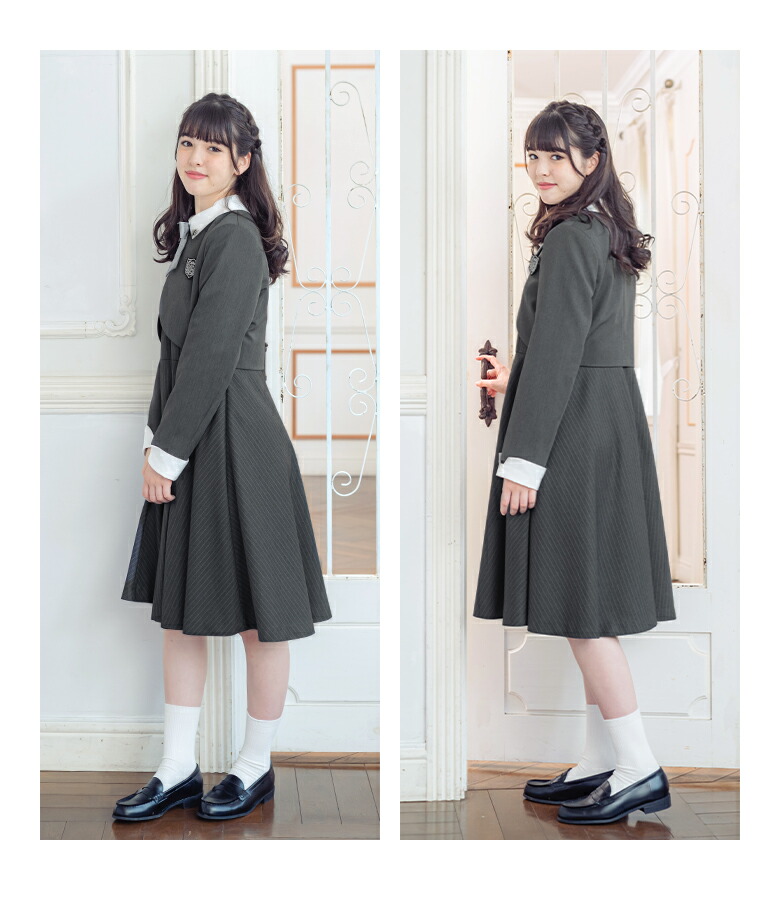 卒業式結婚式女の子ボレロワンピース&ローファーセット