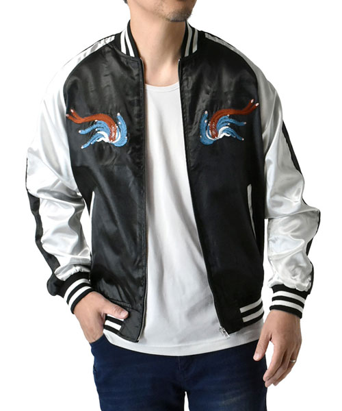 楽天市場】スカジャン メンズ サテン 和柄 ジャケット MA-1 秋 春