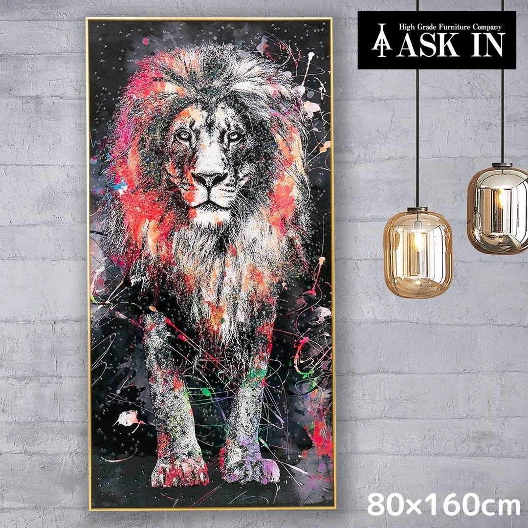 楽天市場】【特大】80×160cm クリスタルアート ライオン アートパネル