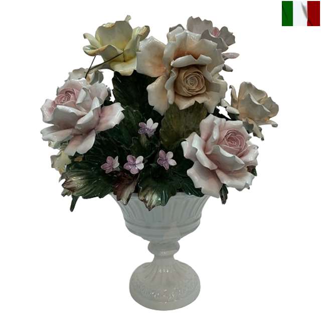 楽天市場】陶花 置物 陶器 花 イタリア オーナメント クラシック