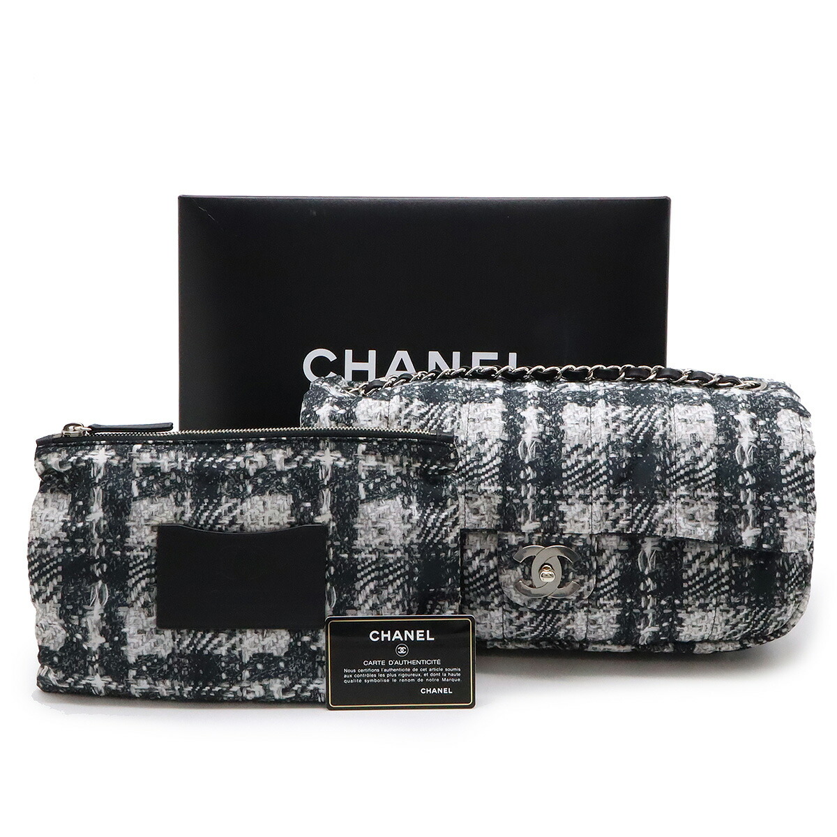 楽天市場】CHANEL シャネル ツイードプリント ココマーク チェーン