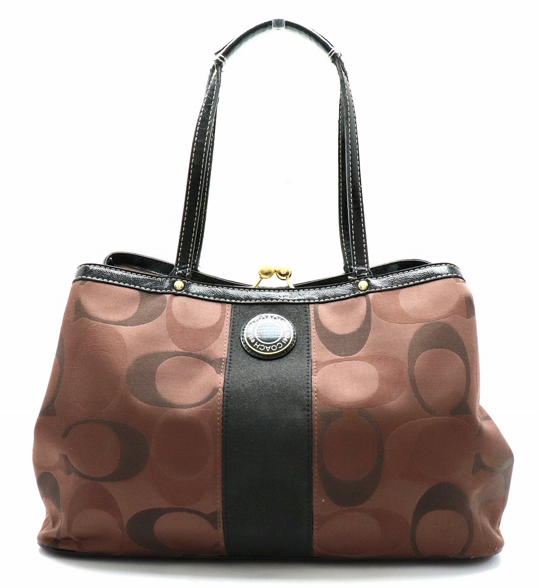 楽天市場】【バッグ】COACH コーチ シグネチャー がま口 ハンドバッグ