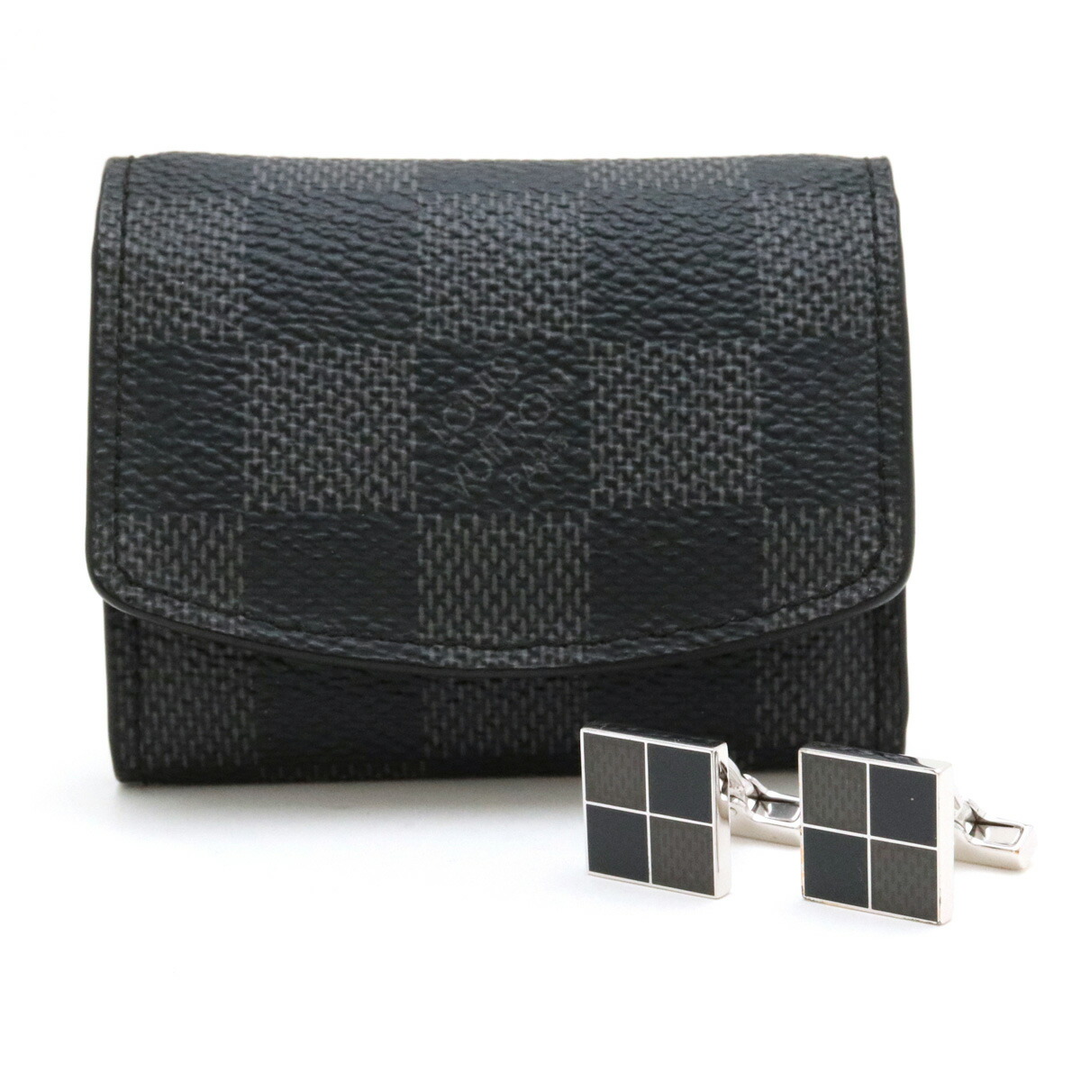 LOUIS VUITTON カフス ダミエケース付き □ ルイヴィトン カフスケース