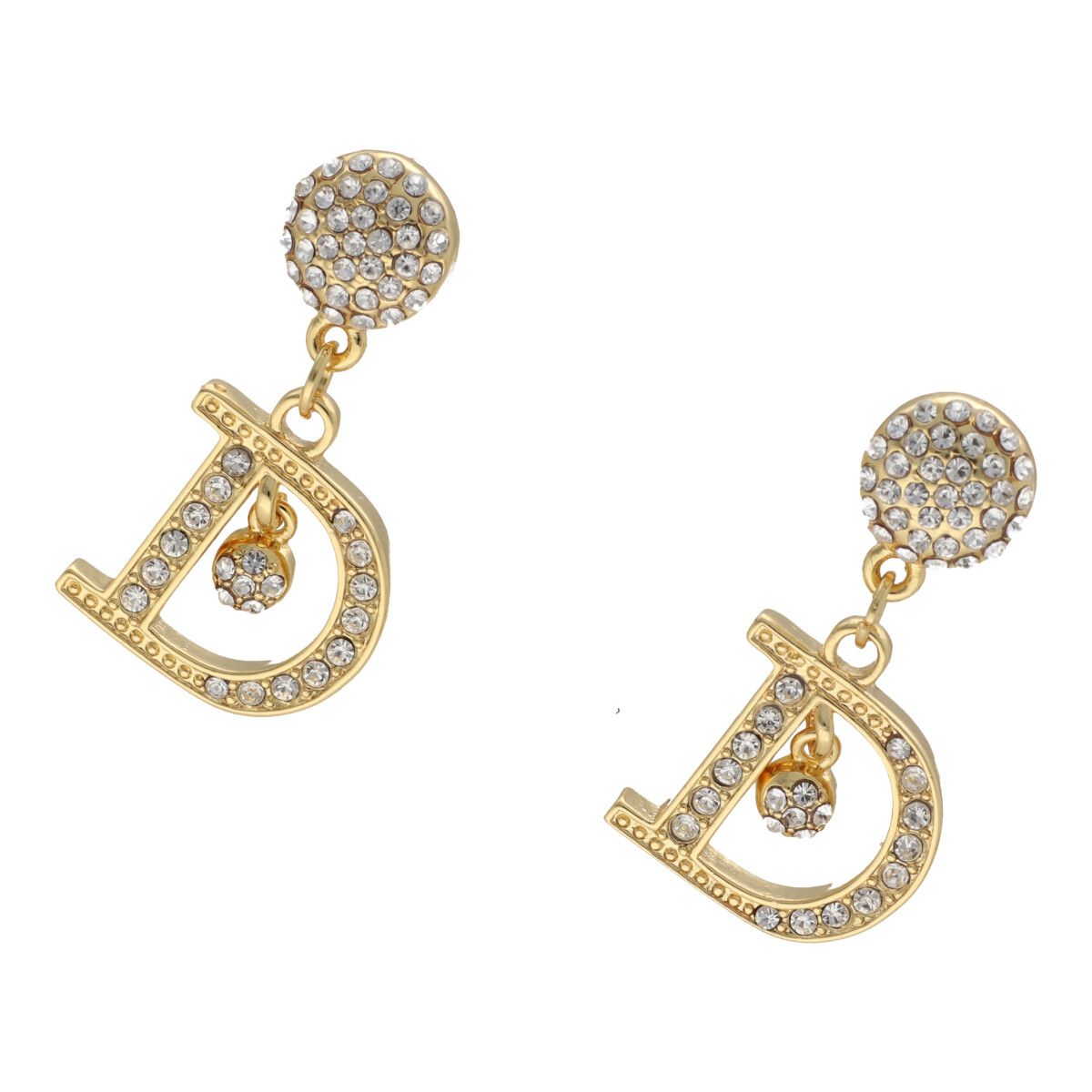 片耳✨美品Christian Dior ディオール ラインストーン ロゴ ピアス