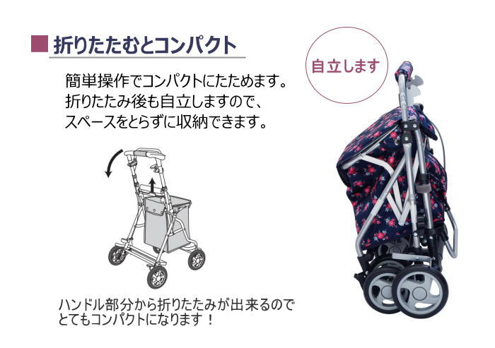 楽天市場】大人気 座れる おしゃれなシルバーカー リズムRWC 花柄
