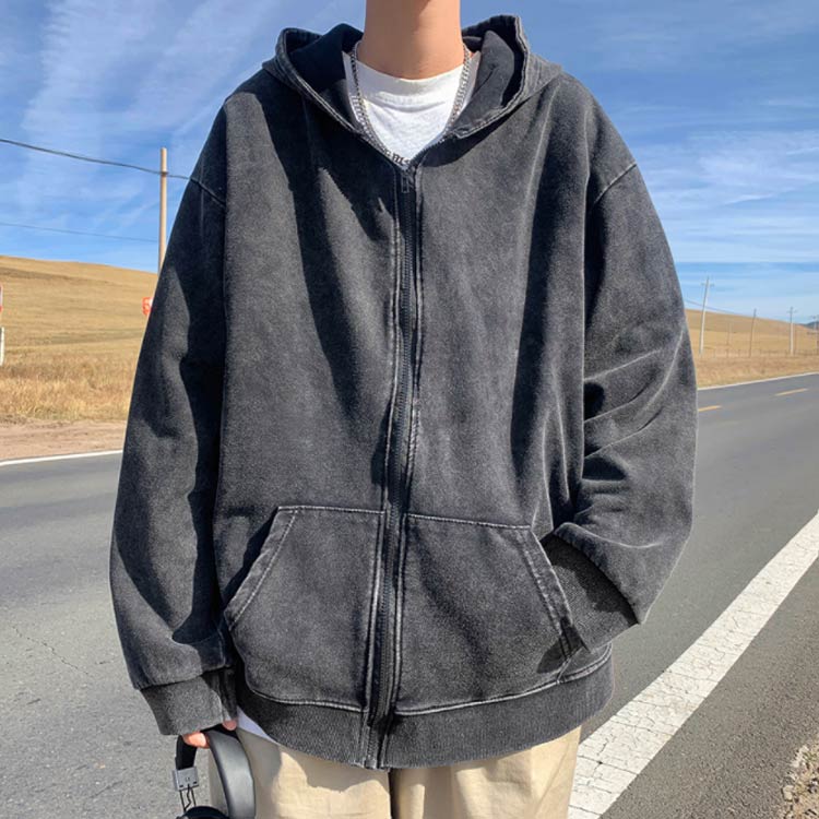 楽天市場】ウォッシュ加工 お洒落 ジップパーカー メンズ フード 前