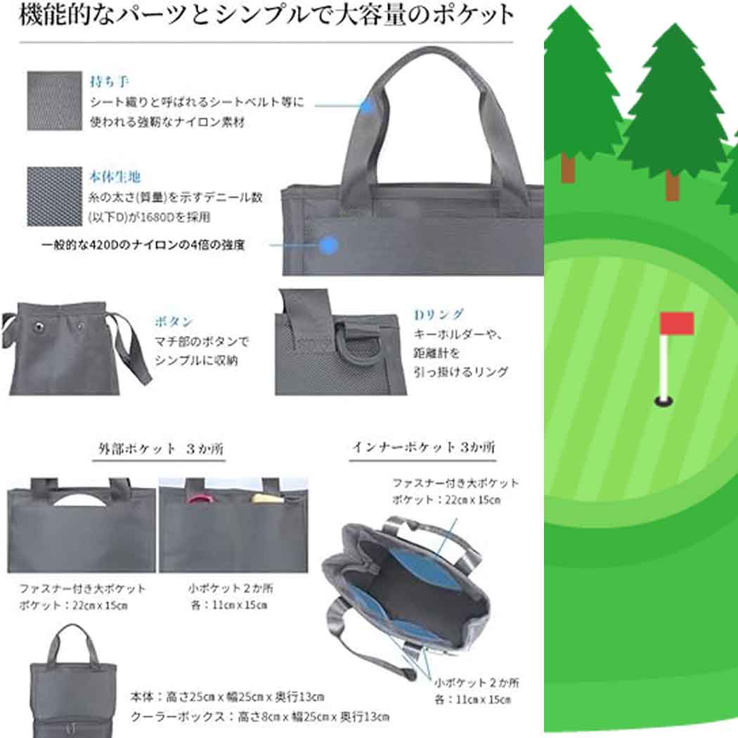 楽天市場】GINO ゴルフ ラウンドトートバッグ シンプル ロゴなし