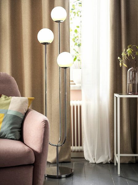 楽天市場】IKEA イケア フロアランプ クロムメッキ オパールホワイト