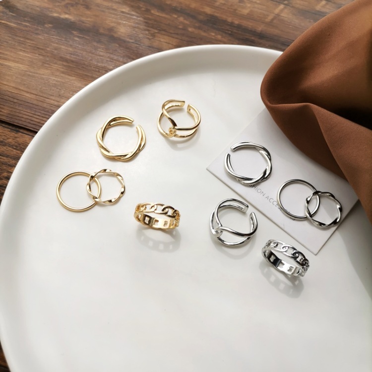 楽天市場】5点リングセット セット シルバー ゴールド 金 銀 ring