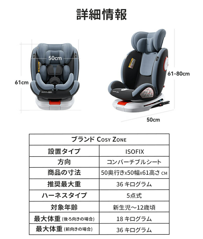 楽天市場】チャイルドシート 360度回転式 Isofix 新生児 0歳~12歳 安全