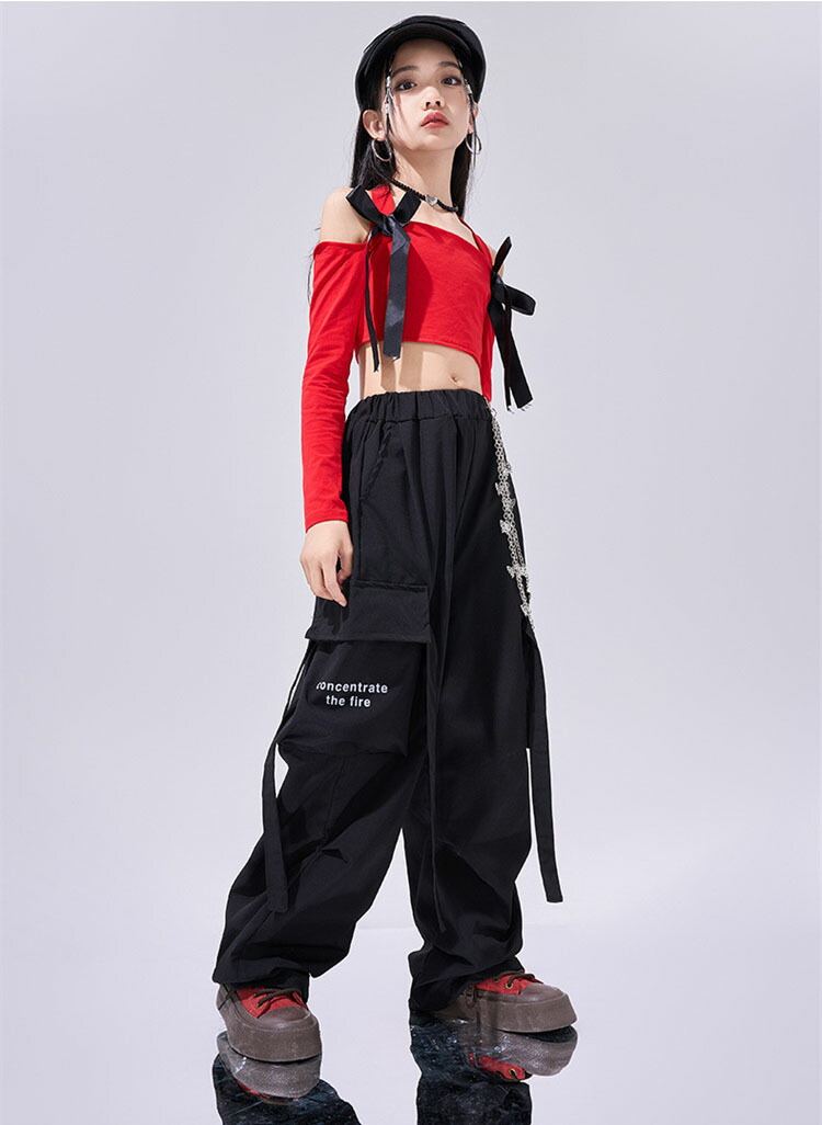 楽天市場】赤 k-pop 衣装 キッズダンス衣装 セットアップ トップス