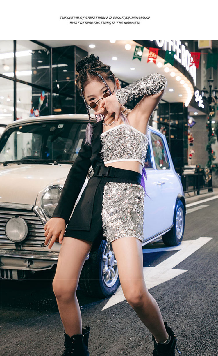 楽天市場】スパンコール 黒 キッズダンス衣装 セットアップ キラキラ