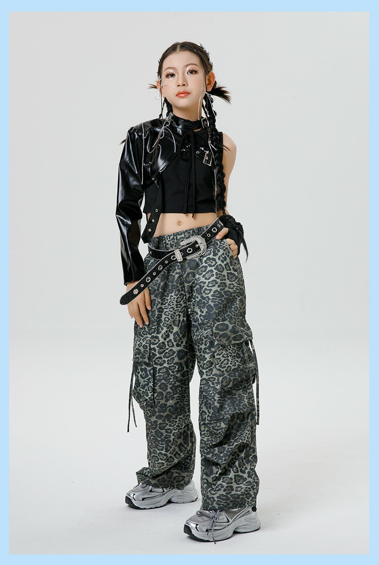 楽天市場】ヒョウ柄 パンツ 黒 キッズダンス衣装 へそ出し ヒップ