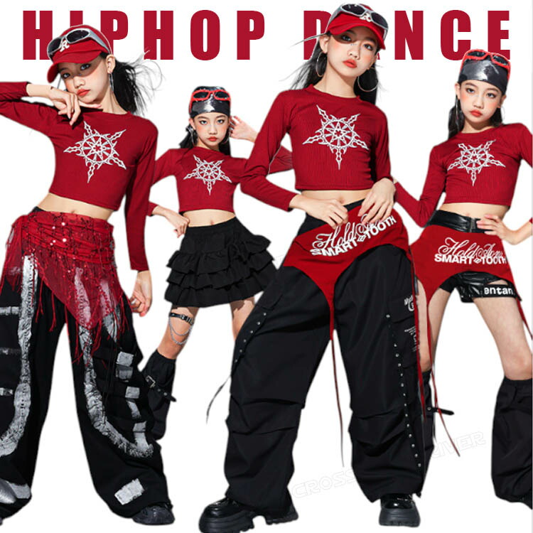 楽天市場】赤 キッズダンス衣装 セットアップ k-pop 衣装 へそ出し