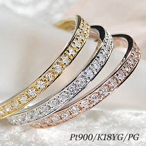 楽天市場】K18PG ダイヤモンド ハーフ エタニティリング【0.15ct