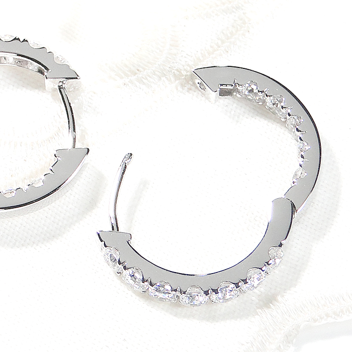 楽天市場】K18WG【2.0ct】ダイヤモンド中折れフープピアス【20mm