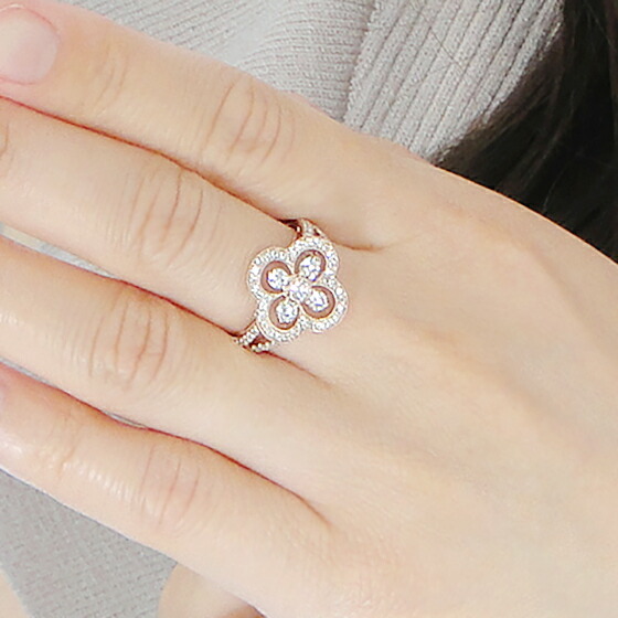 楽天市場】K18PG【0.7ct】ダイヤモンド クローバー リング【送料無料