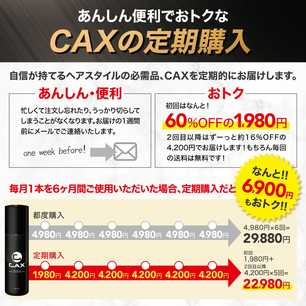 楽天市場】CAX ボリュームアップスプレー【定期購入】2本セット 薄毛
