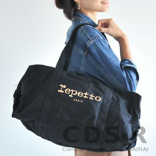 楽天市場】レペット ダッフルバッグ L コットン ブラック 黒 repetto