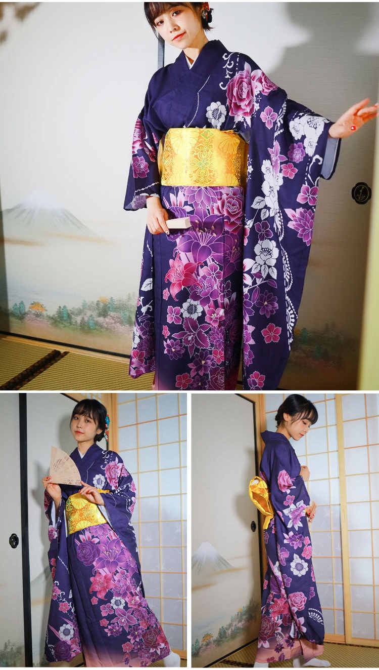 楽天市場】浴衣 レディース 紫 花柄 花火大会 夏祭り 8点セット 振袖