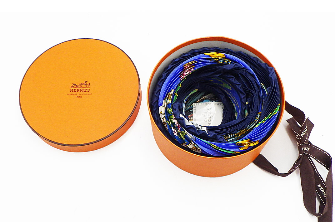 楽天市場】HERMES(エルメス）プリーツスカーフ シルク 外箱付【中古