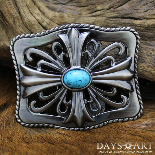 楽天市場】スクエアクロスストーン メタルバックル ターコイズブルー