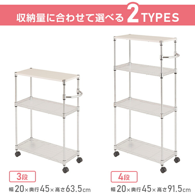 楽天市場】ワゴン キッチンワゴン 隙間収納 20cm 天板 幅20 スリム 4段